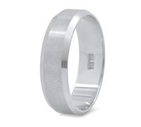 14K Oro Bianco Bordo Smussato Raso Fede Nuziale 6MM Comfort Per Spazzolato 7