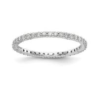 14k Oro Bianco Diamante Rotondo Anello Eternity Condiviso Denti 1.50mm TG 4 Gift