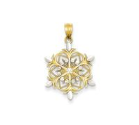 14K Oro Bianco e Giallo Lucidato Inverno Paese Delle Meraviglie D/C Pendente