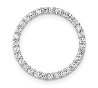 14k Oro Bianco Graffa Set Diamante Grande Cerchio Slide Pendente Decorato 0.372