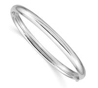 14k Oro Bianco Lucidato 3/16 Chiusura a Scatto Bambino Braccialetto 6 " Gioielli