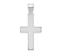 14K Oro Bianco Lucidato Engraveable Latino Croce Cristianesimo Religioso Pendant