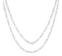 14K Oro Bianco Massiccio da Uomo 3.5mm Italiano Figaro Link Catena Collana 66cm