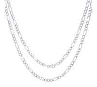 14K Oro Bianco Massiccio da Uomo 4.5mm Italiano Figaro Link Catena Collana 66cm
