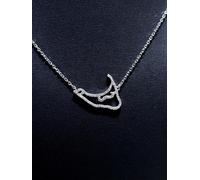 14k Oro Bianco Naturale Diamanti su Misura Nantucket Mappa Halo Regalo Collana