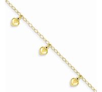 14k Oro Giallo 10mm Gonfio Cuore Bambini Ciondolo Bracciale Gioielli 15.2cm