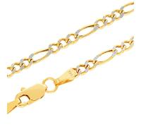 14K Oro Giallo 2.5mm Taglio Diamante Bianco a Pavé Figaro Collana a Catenina Da