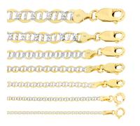 14K Oro Giallo 2mm-6mm D/C Pave Marinaio Ancora Catenina Bracciale 17.8cm- 66cm
