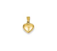 14K Oro Giallo 3-D Cavo Lucidato Gonfio Cuore Amore Valentine con Ciondolo