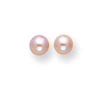 14K Oro Giallo 5.5mm Rosa Fw Coltivate Perle Orecchini a Lobo Madi K da Bambino