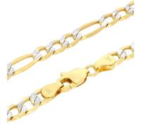 14K Oro Giallo 5.5mm Taglio Diamante Bianco a Pavé Figaro Link Catenina da Uomo