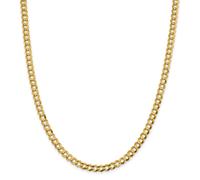 14k Oro Giallo 5.9mm Solido Tinta Unita Piatto Cubana Catena Con / Gancio 45.7cm
