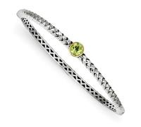 14k Oro Giallo Argento Sterling Verde Peridoto Lunetta Halo Cavo Braccialetto