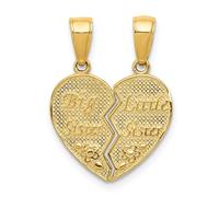 14k Oro Giallo Bambini Big Sister Little Rottura Apart Ciondolo Kid