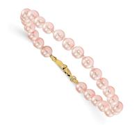 14k Oro Giallo Bambini Finto Rosa Perla Bracciale 5.25 " Madi K Gioielli