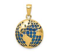 14k Oro Giallo Blu Traslucido Acrilico Globo Ciondolo