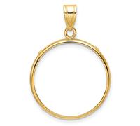 14k Oro Giallo Bordo Liscio Moneta Lunetta Ciondolo Graffa Supporto - Per Vari