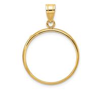 14k Oro Giallo Bordo Liscio Moneta Lunetta Ciondolo Graffa Supporto - Per Vari