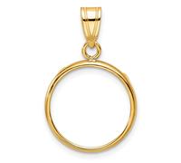 14k Oro Giallo Bordo Liscio Moneta Lunetta Ciondolo Graffa Supporto - Per Vari