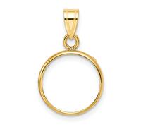 14k Oro Giallo Bordo Liscio Moneta Lunetta Ciondolo Graffa Supporto - Per Vari