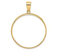 14k Oro Giallo Bordo Liscio Moneta Lunetta Ciondolo Graffa Supporto - Per Vari