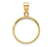 14k Oro Giallo Bordo Liscio Moneta Lunetta Ciondolo Graffa Supporto - Per Vari