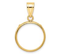 14k Oro Giallo Bordo Liscio Moneta Lunetta Ciondolo Graffa Supporto - Per Vari