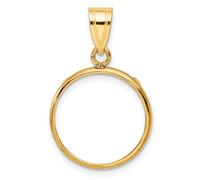 14k Oro Giallo Bordo Liscio Moneta Lunetta Ciondolo Graffa Supporto - Per Vari