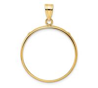 14k Oro Giallo Bordo Liscio Moneta Lunetta Ciondolo Graffa Supporto - Per Vari