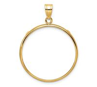 14k Oro Giallo Bordo Liscio Moneta Lunetta Ciondolo Graffa Supporto - Per Vari