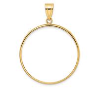 14k Oro Giallo Bordo Liscio Moneta Lunetta Ciondolo Graffa Supporto - Per Vari