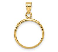 14k Oro Giallo Bordo Liscio Moneta Lunetta Ciondolo Graffa Supporto - Per Vari