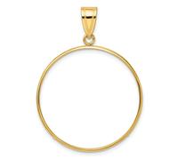 14k Oro Giallo Bordo Liscio Moneta Lunetta Ciondolo Graffa Supporto - Per Vari