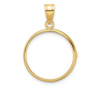 14k Oro Giallo Bordo Liscio Moneta Lunetta Ciondolo Graffa Supporto - Per Vari