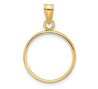 14k Oro Giallo Bordo Liscio Moneta Lunetta Ciondolo Graffa Supporto - Per Vari