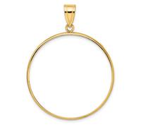 14k Oro Giallo Bordo Liscio Moneta Lunetta Ciondolo Graffa Supporto - Per Vari