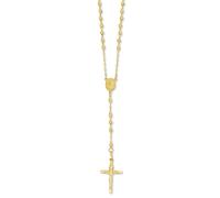 14k Oro Giallo Cavo 3mm Taglio Diamante Perline Crocifisso Rosario 24 " Collana