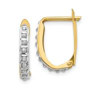 14k Oro Giallo Diamante Rotondo Mini 16mm Quadrato Leverback Orecchini 0.01 KT
