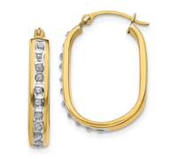 14k Oro Giallo Diamante Rotondo Piccolo 21mm Quadrato Con Cerchio Orecchini 0.01