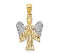 14K Oro Giallo e Bianco Bello Regalo Filigrana D/C Angelo Spiegate Ali Ciondolo