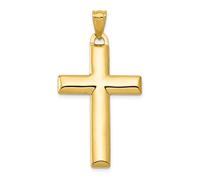 14K Oro Giallo e Bianco Lucidato Reversibile Latino Croce Religioso Ciondolo