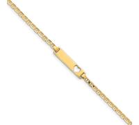 14k Oro Giallo Engraveable Cuore Ancora Collegamento 5mm Bambino Id Bracciale