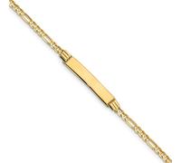 14k Oro Giallo Engraveable Piastra 5mm Bambino Id Figaro Link Bracciale 15.2cm