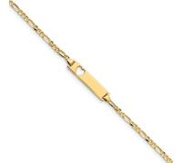 14k Oro Giallo Engraveable W/ Cuore 5mm Bambino Id Figaro Collegamento Bracciale