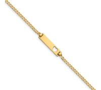 14k Oro Giallo Engraveable W/ Cuore 5mm Bambino Id Maglie Colegamento Bracciale