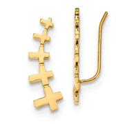 14k Oro Giallo Filo Retro Fatto a Mano Croce Orecchio Barretta Avvolgere Design