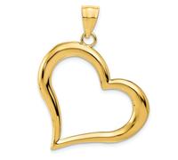 14K Oro Giallo Forgiata Lucidato Cavo Cuore Bello Cuore Amore Ciondolo