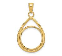 14k Oro Giallo Leggero D/C Moneta Lunetta Graffa Supporto - Per Vari Monete