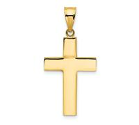 14K Oro Giallo Lucidato Cavo Latino Croce Cristianesimo Religioso Ciondolo