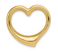 14K Oro Giallo Lucidato E Cavo Taglio Fuori Cuore Amore Catena Slide Ciondolo